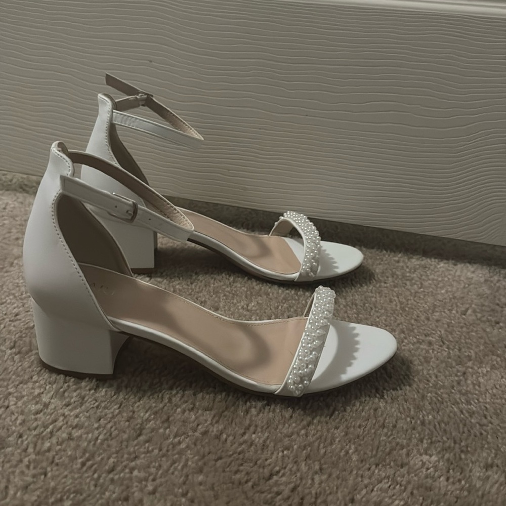 White Block Pearl 2” Heels